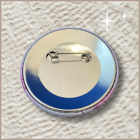 Achterkant van een ronde gepersonaliseerde fotobutton van 59 mm.